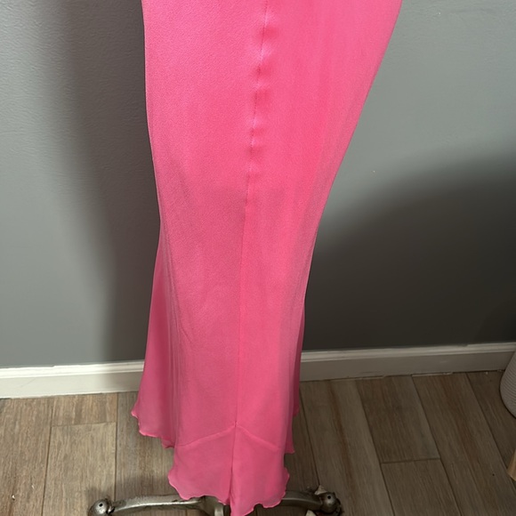 Marian Clayden Pink Chiffon with Silk Lining Maxi body wrapping tank top dress L - Picture 6 of 16